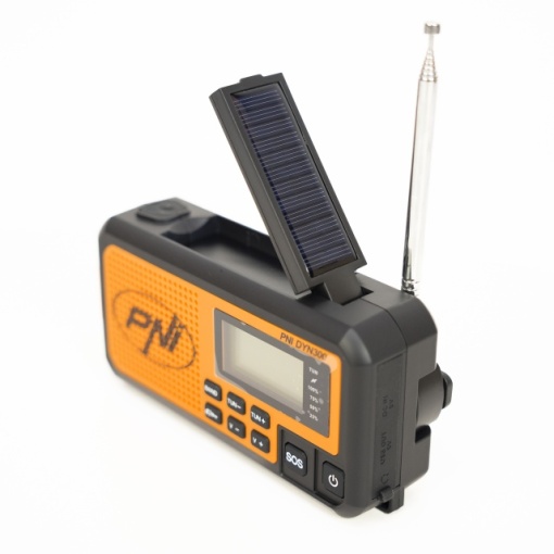 Radio portabil PNI DYN300, cu dinam, incarcare solara, lanterna, powerbank 4000 mAh, SOS, IPX3, orange - Img 8