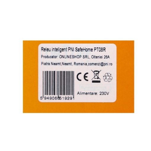 Releu inteligent PNI SafeHome PT08R WiFi, ON / OFF iesire 230V 10A, comanda prin internet, aplicatie de mobil Tuya Smart, integrare in scenarii si automatizari smart cu alte produse compatibile Tuya,