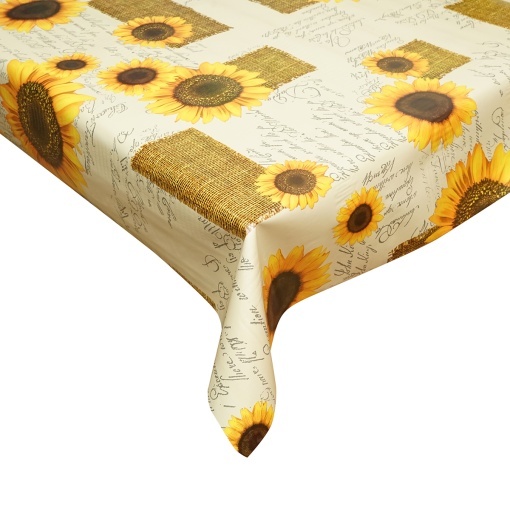 Rola fata de masa decorativa PVC 1.37x20m, grosime 0.18mm, textil 45 g/mp, model floarea soarelui Breckner Germany - Img 3