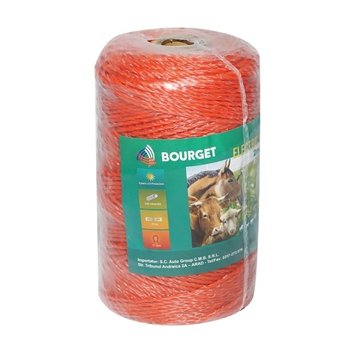Rola fir portocalie fi 2mm 3x0.16mm SS, 250m gard electric, rezistenta 11 Ohm Bourget - Img 2