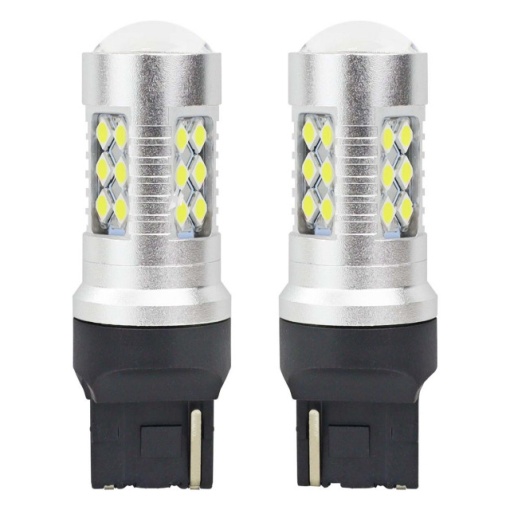 Set 2 becuri auto LED CANBUS 3030 24SMD T20 7440 W21W 12/24V alb