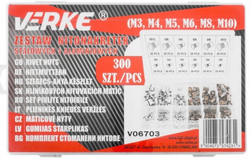 Set 300 buc Piulite nituibile M3-M10 VERKE - Img 2