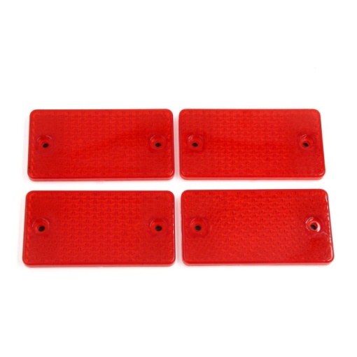 Set 4 catadioptri dreptunghiulari rosii adezivi