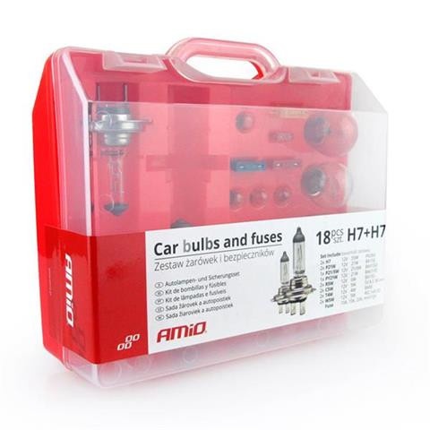 Set becuri cu halogen si sigurante 18buc - 2x H7