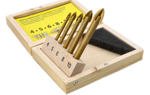 Set burghie universale Drel 4,0-10,0 mm, vârf transversal, placate cu titan, 5 buc. - Img 3