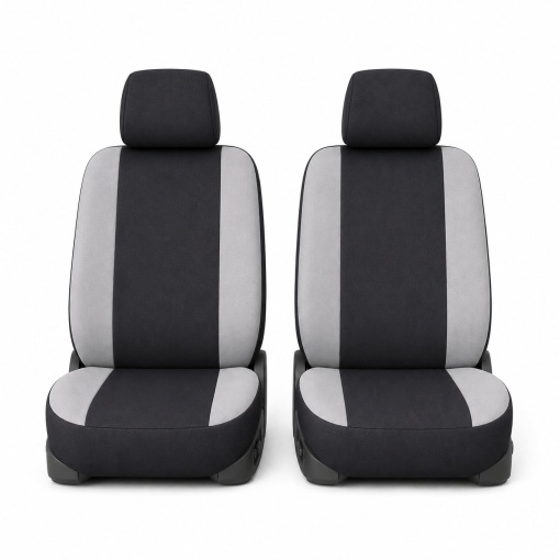 Set huse scaune auto universale gri-negru, material textil 8 piese - Img 2