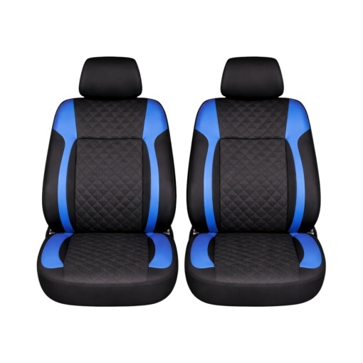 Set huse scaune auto universale negru-albastru Diamond, piele ecologica matlasata cu textil 9 piese - Img 2