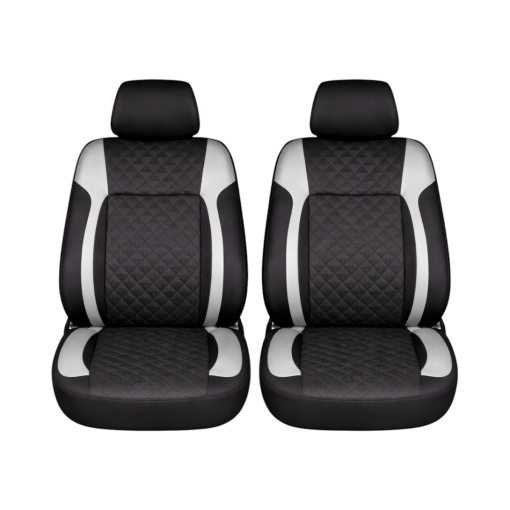 Set huse scaune auto universale negru-gri Diamond, piele ecologica matlasata 9 piese - Img 2