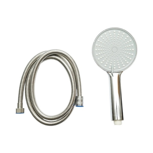 Set para dus cu furtun zincat 1.5m, 3 functii, duze silicon, crom lucios, plastic 120x250mm - Img 2