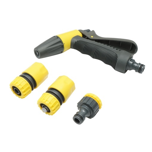 Set pistol de stropit reglabil cu 2 conectori 1/2 si adaptor 1/2-3/4 pentru furtun gradina Crownman - Img 2