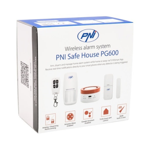 Sistem de alarma wireless PNI Safe House PG600, sistem inteligent de securitate pentru casa, conectare wireless, alarma antiefractie, alarma fara fir, alerta inteligenta prin aplicatia TUYA iOS / Andr - Img 3