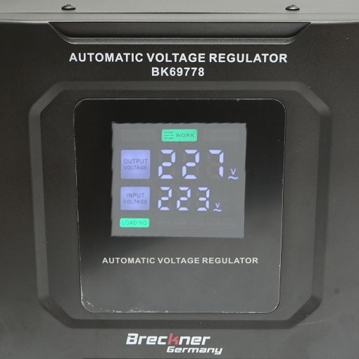 Stabilizator automat de tensiune 3000VA, 1800W, 140-250VAC cu releu monofazat, bypass, conexiune borne, afisaj LCD Breckner Germany - Img 5
