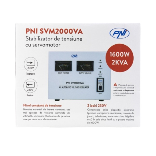 Stabilizator de tensiune PNI SVM2000VA cu servomotor, 1600W, 7.2A, iesire 230V - Img 7