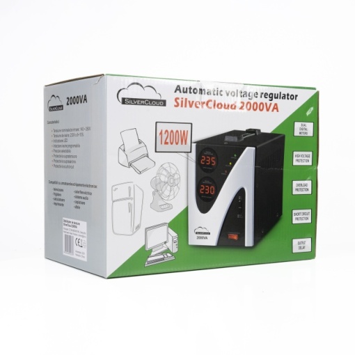 Stabilizator de tensiune SilverCloud 2000VA 1200W 9.1A iesire 230V ± 10% - Img 8