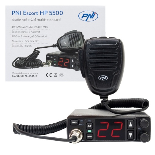 Statie radio CB PNI Escort HP 5500, multistandard, 4W, AM-FM, 12V/24V, ASQ, RF Gain, mufa de bricheta inclusa - Img 5
