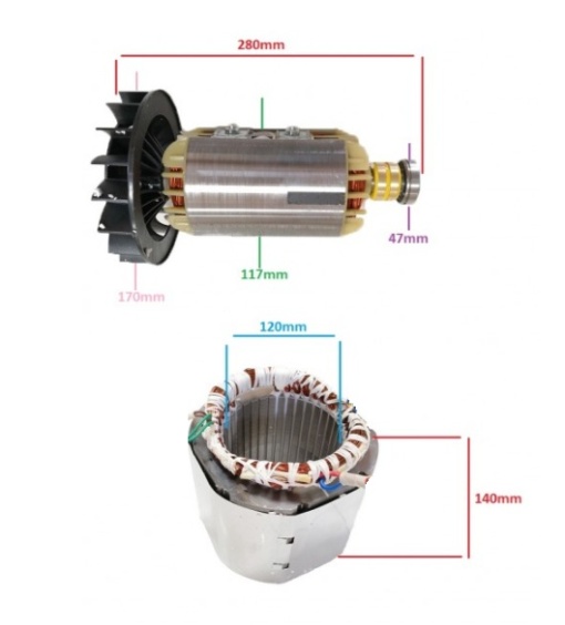 Stator si Rotor generator 5-6 KW (Gx 390, 188 ) Cupru (Trifazic) - Img 3