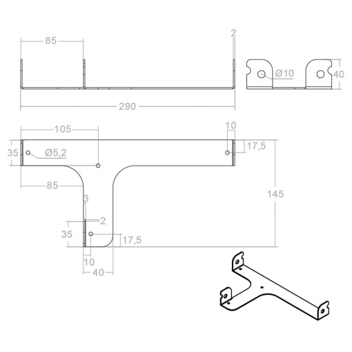 Suport pentru manivela manuala cu cotire de 140 mm - Img 3
