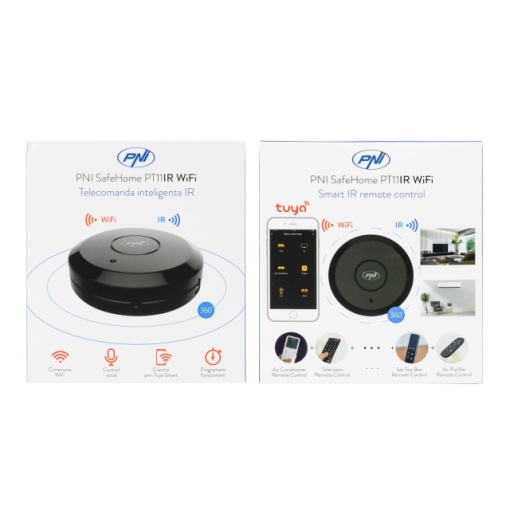 Telecomanda inteligenta IR PNI SafeHome PT11IR WiFi, control TV/IR/Home cinema/Aer conditionat prin internet, aplicatie de mobil Tuya Smart, integrare in scenarii si automatizari smart cu alte produse - Img 4