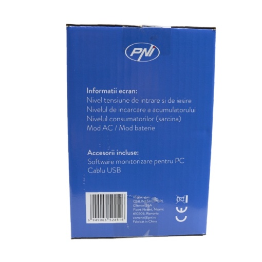 UPS PNI SafePC E650VA, putere 390W, 1.8A, iesire 2 x 230V, ecran LCD acumulator 7.2A inclus - Img 2