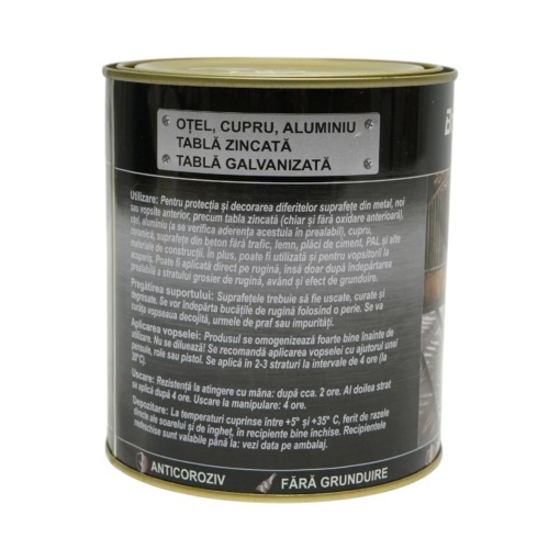 Vopsea email anticoroziva 3 in 1 cenusiu pentru metal 750g, direct pe rugina, pe baza de apa Breckner Germany - Img 3