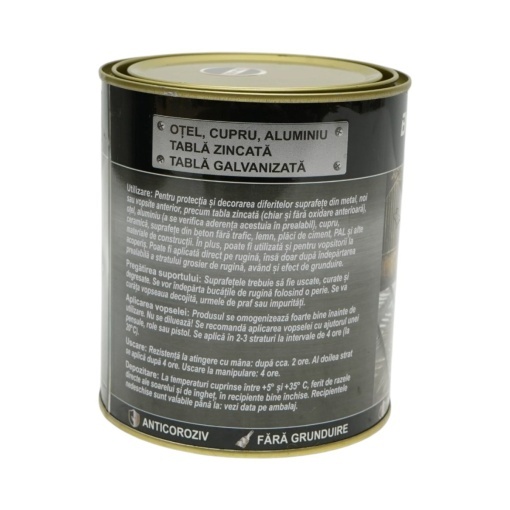 Vopsea email anticoroziva 3 in 1 gri antracit RAL 7016 pentru metal 750g, direct pe rugina, pe baza de apa Breckner Germany - Img 3