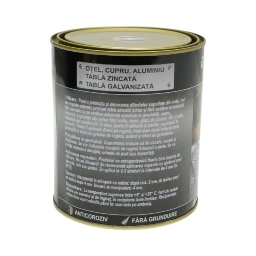 Vopsea email anticoroziva 3 in 1 negru mat pentru metal 750g, direct pe rugina, pe baza de apa Breckner Germany - Img 3