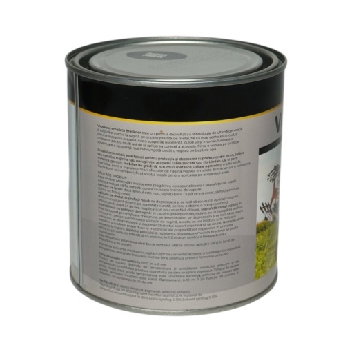 Vopsea email anticoroziva 3 in 1 negru trafic 1K pe baza de solvent 1L, direct pe rugina, interior si exterior Breckner Germany - Img 2