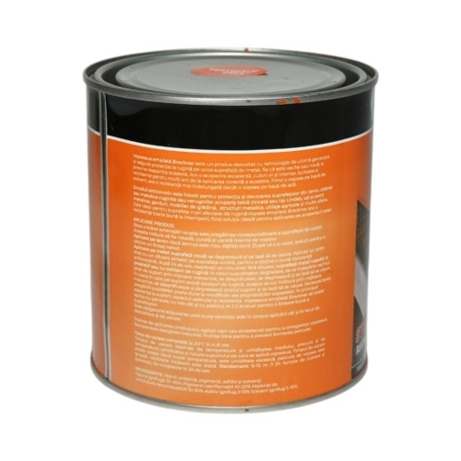 Vopsea email anticoroziva 3 in 1 portocaliu 2004 pe baza de solvent 1L, direct pe rugina, interior si exterior Breckner Germany - Img 2
