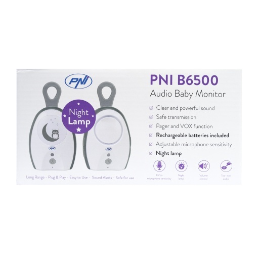 Audio Baby Monitor PNI B6500 wireless, intercom, cu lampa de noapte, functie Vox si Pager, sensibilitate microfon reglabila - Img 5