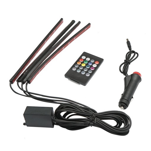Banda LED lumini ambientale auto 12V cu telecomanda, control muzical 4x267mm RGB Breckner Germany - Img 3