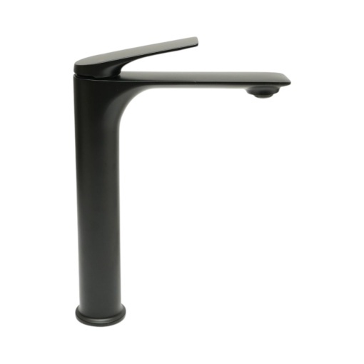 Baterie lavoar baie inalta Premium din cupru, pipa lunga, design rotund, monocomanda, negru mat, furtunuri incluse - Img 5