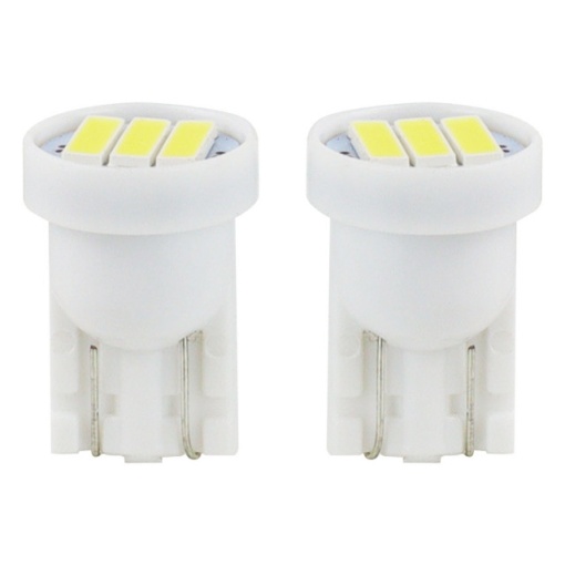 Bec de pozitie tip LED , T10 W2.1x9.5 W5W, 12V , 3 SMD 7020, culoare alb , AMIO, set 2 buc