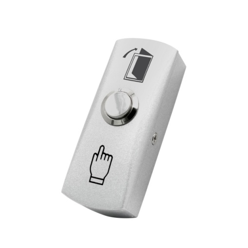 Buton de acces PNI PB411, contact iesire NO/COM, montaj aplicat, metal, ingust, cu revenire