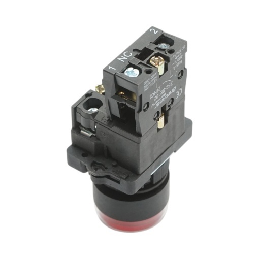 Buton indicator LED rosu cu rezistenta integrata 1NC, 220V, LAY5 Breckner Germany - Img 4