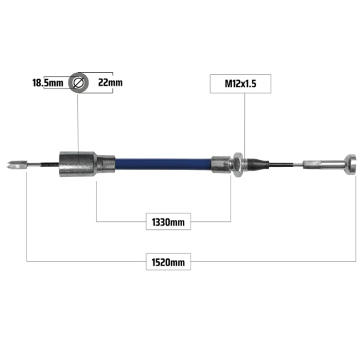 Cablu frana KNOTT 1520/1330 mm, capat Ø19/22 mm, capat tip ciuperca - Img 2