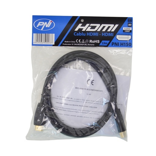 Cablu HDMI PNI H150 High-Speed 1.4V, plug-plug, Ethernet, gold-plated, 1.5 m - Img 3