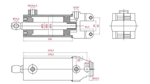 Cilindru servodirectie pentru Massey Ferguson cod OEM 1605121M91, 1605121M92, 532193M91, 3773711M91 - Img 6