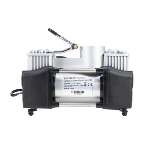 Compresor auto PNI CPA700 dublu piston si kit reparatie anvelope, 12V, 25A - Img 3