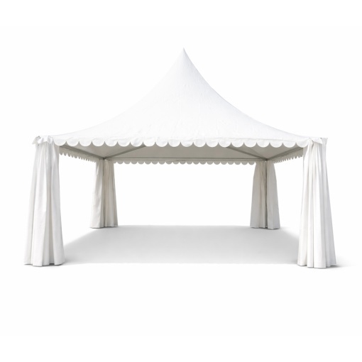 Cort evenimente pavilion tip pagoda 6x6m, alb impermeabil UV, acoperis PVC 950g/m2, cadru aluminiu 64x64x3mm - Img 3