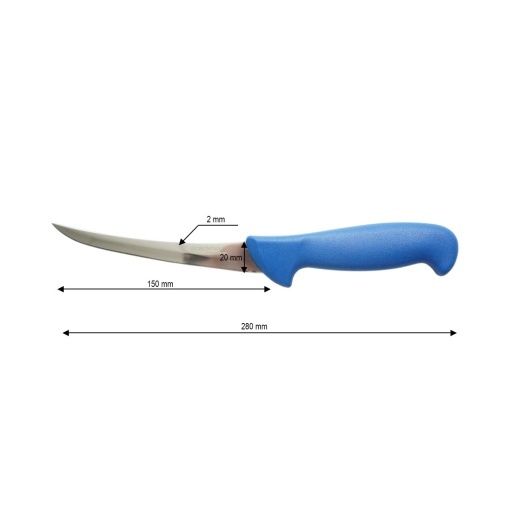 Cutit dezosat curbat profesional 15cm, lama otel 5Cr15MoV, maner Nylon albastru Breckner Germany - Img 4
