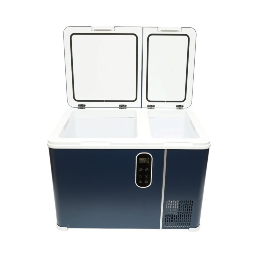 Frigider auto 45L cu compresor 12V-24V-220V, 45W, afisaj LCD, zona dubla de racire, albastru 616x386x451mm - Img 4
