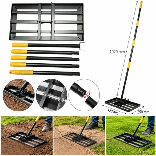 Grebla nivelare gazon metalica 45x25cm, maner extensibil 192cm Breckner Germany - Img 2