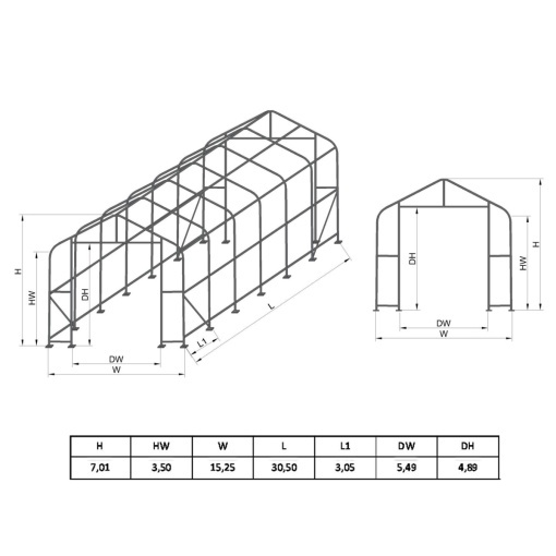 Hala industriala din PVC, latime 15.25m, lungime 24.4m, inaltime 7m cu structura de rezistenta metalica - Img 2