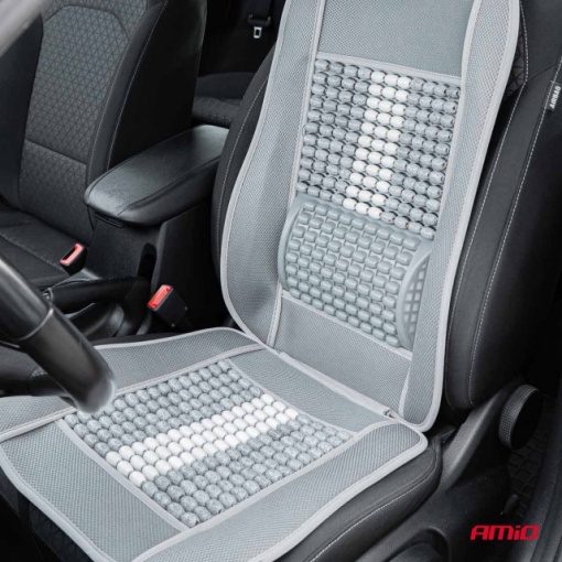 Husa scaun auto cu bile de masaj si suport lombar 131x46cm Gri - Img 2