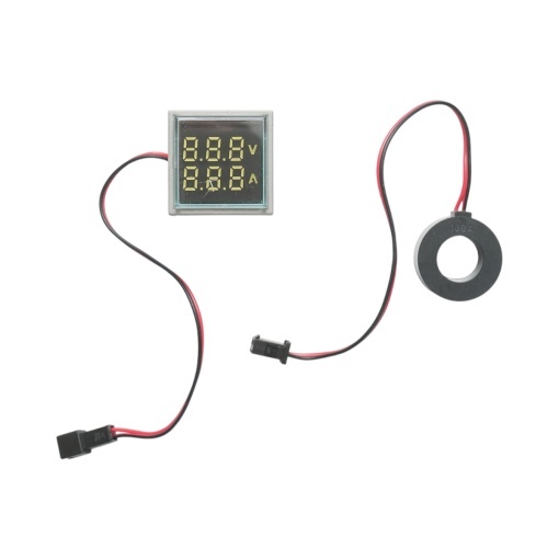 Indicator digital ampermetru si voltmetru LED alb 0-100A/50-500V AC Ø 22mm Breckner Germany - Img 2