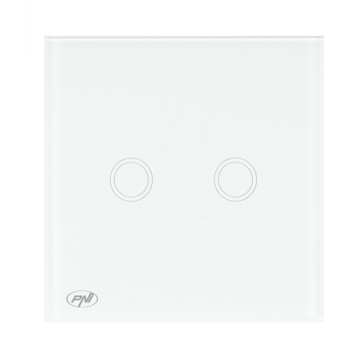 Intrerupator dublu cu touch PNI SH202 din sticla, alb cu LED indicator - Img 8