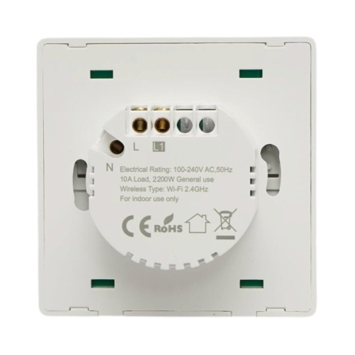 Intrerupator inteligent smart Wi-Fi simplu alb incastrat 100-240V, 10A, 2200W, aplicatie Tuya Smart Life, compatibil Alexa si Google Home 86x86x33mm - Img 5