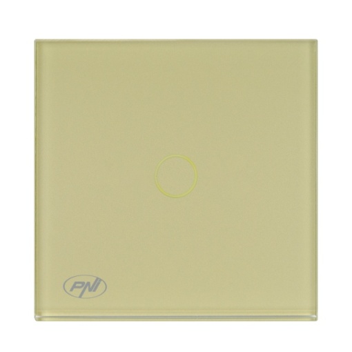 Intrerupator simplu cu touch PNI SH101G din sticla, Gold cu LED indicator culoare auriu - Img 4