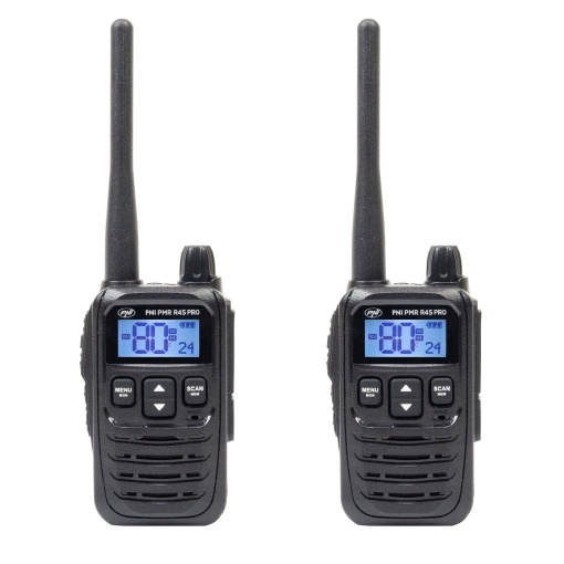 Kit 2 statii radio portabile PNI PMR R45 PRO 446MHz, 0.5W, 99CH programabile, 16 PMR, VOX, TOT, BCL, Scan, Roger Beep