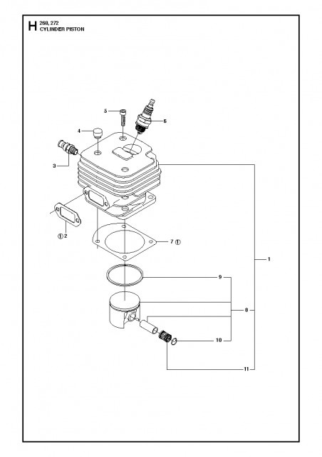 Kit cilindru drujba Husqvarna 268 50mm AIP - Img 2